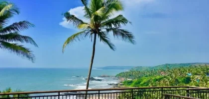 Scenic coastal view from resorts near Morjim Beach