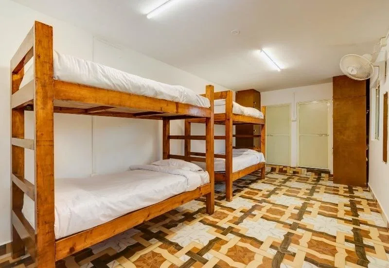 Spacious hostel room interior