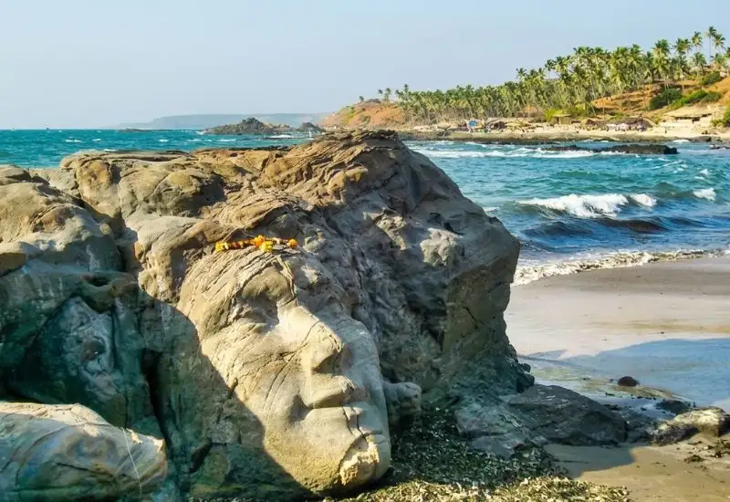Rock formation view at Ozran Beach Goa near morjim resort goa